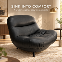 Fauteuil de loisirs moderne sans accoudoirs en similicuir avec cadre en bois massif et éponge haute résilience, pieds fixes, durable et écologique, pour la maison et le bureau