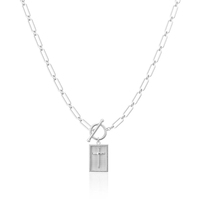 SongYi Vintage Style Chrétien Religieux Foi Collier pour Elle Or Croix Charme Trombone Chaîne Fermoir À Bascule En Acier Inoxydable
