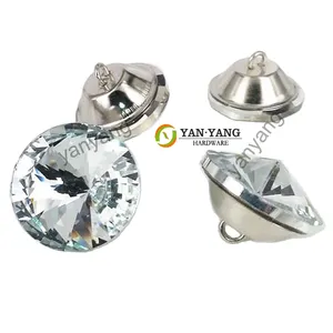 Yanyang factory customized clear color 18mm decorative glass sofa buttons 20mm crystal upholstery furniture buttons