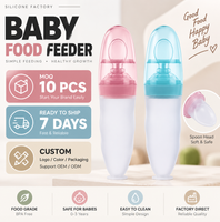 Biberon souple en silicone personnalisé avec cuillère en silicone pour bébé, cuillère d'alimentation pour bébé
