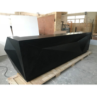 Comptoir de bar en pierre acrylique noire avec décoration en bois massif, table de bar à LED
