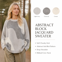 Pull en tricot jacquard artistique pour femme, col rond, épaules tombantes, manches longues, pour un usage quotidien, automne-hiver