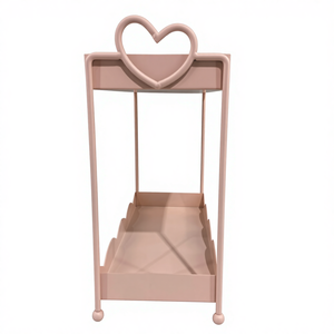 Estante de Almacenamiento Decorativo de Dos Niveles con Forma de Corazón Rosa - Organizador con Borde Ondulado para Tocador y Escritorio - Product Image 2