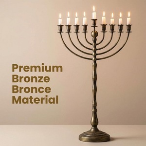 Hanukkah Iron Nine Headed <b>Candlestick</b> Vintage Metal <b>Tall</b> Candle Holder Religious Festival Decoration - Product Image 5