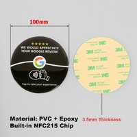 Support d'affichage NFC en PVC époxy pour avis Google, avec puce NTGA215, personnalisable, rond ou carré, pour avis clients