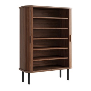 Meuble <span class=keywords><strong>de</strong></span> rangement à <span class=keywords><strong>chaussures</strong></span> étroit cannelé à 6 niveaux avec porte coulissante et étagères réglables pour entrée et couloir – Fournisseur d'usine - Product Image 3