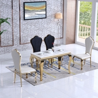 Großhandel Hochzeitstische Esszimmer-Sets Wohnmöbel Marmor Steinplatte Gold Edelstahlrahmen Moderner Luxus Esstisch