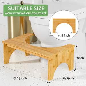Taburete de Bambú Ecológico Moderno Ruichang de 7 Pulgadas de Altura, Modelo HX-81135, para Baño, Adultos y Niños, Alivia la Presión Intestinal - Product Image 3