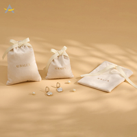 Sac de rangement pour bijoux en velours avec cordon de serrage, écologique, personnalisé avec le logo Auralux