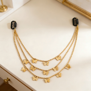 Nouvelle Pince à Cheveux Papillon Métallique Haut de Gamme Style Vintage Populaire avec Chaîne à Cheveux Multicouche à Pompom – Accessoire Capillaire <span class=keywords><strong>pour</strong></span> Coiffures Élégantes - Product Image 5