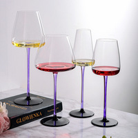 Verre à vin en verre de Chine Jiahe fait à la main, classique, violet, fond concave, pied haut, capacité de 301 à 400 ml, pour les fêtes