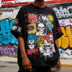 Camisetas Personalizadas Extra Grandes de Algodón Grueso, Ropa Urbana de 220 a 350 g, Camisetas Unisex con Estampado Personalizado para Hombre - Product Image 1