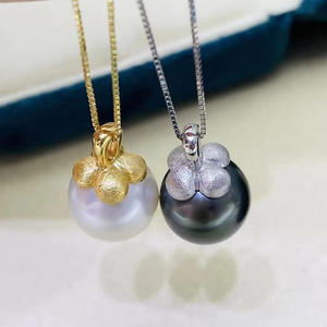 Pendentif de collier DIY 31115 avec perles rondes en argent S925 de 10-13 mm, style kaki, support vide pour perles, accessoires - Product Image 1