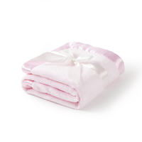 Vente chaude De Luxe Lavande Doux Sentiment Flanelle Polaire Satin Bord Nouveau-Né Bébé Couverture
