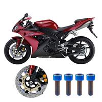 Kit Baut Titanium GR5 Kustom Berlapis Anodisasi Warna Biru Terbakar, Sekrup Kepala Tombol Hex Socket untuk Produsen Sepeda Motor Listrik