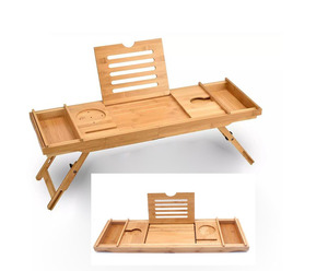 Carrello da bagno in bambù all'ingrosso con gambe pieghevoli vassoio da bagno <span class=keywords><strong>pieghevole</strong></span> di lusso <span class=keywords><strong>per</strong></span> vasca da bagno - Product Image 1