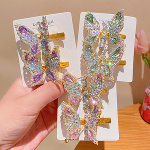 Strass per bambini con ali volanti per capelli accessori per capelli per ragazze ornamento con testa lucida che salta in movimento con fermaglio a farfalla - Product Image 4