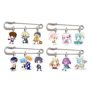 Custom personalized designs laser cut anime acrylic keychain acrylic enamel pins badges safety pin holder manufacturing