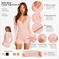 Top Deportivo Cruzado de Manga Larga para Mujer, Estilo Balletcore, de Nylon, con Costuras Planas, Ideal para Gimnasio y Entrenamiento, Venta al por Mayor
