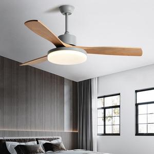 Ventilateur de plafond en bois massif à 3 pales de 56 pouces d'inspiration vintage américaine avec moteur AC, lumière LED et télécommande - pour les salons et les salles à manger - Product Image 3
