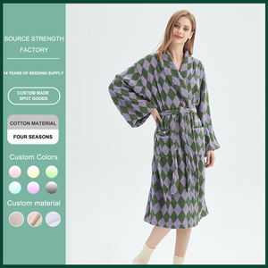 Accappatoio unisex di lusso all'ingrosso con logo personalizzato filato di puro cotone tinto morbido buon assorbimento d'acqua longue robe <span class=keywords><strong>dame</strong></span> - Product Image 4