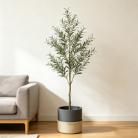 Arbre d'olivier artificiel réaliste de 1,80 m de haut avec fruits, pot et panier, plante d'olivier artificielle pour décoration intérieure, salon, OEM