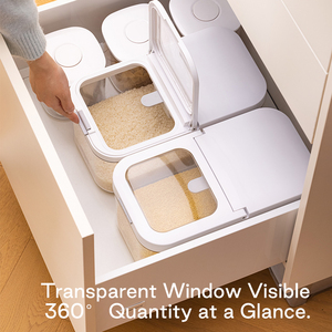 Contenedor de Almacenamiento de Arroz ANYA de Plástico PET, Recipiente Hermético Grande y Estrecho para Alimentos, Dispensador de Arroz, Granos, Cereales y Harina - Product Image 2