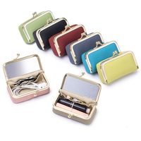 Étui à rouge à lèvres vintage en cuir véritable pour femme, avec miroir intégré, logo personnalisé, portable, pour voyage, rangement de bijoux, vente en gros