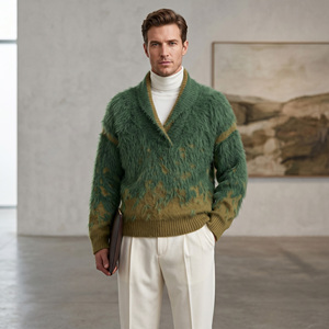 Maglione da <span class=keywords><strong>Uomo</strong></span> in Maglia a Maniche Lunghe con Colletto a Corsetto in Peluche a Pelo Lungo, Stile Retrò Business Art Cashmere, per <span class=keywords><strong>un</strong></span> Calore Avvolgente. - Product Image 6