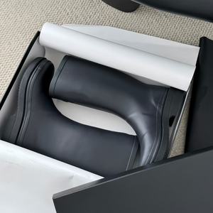 Botas de Lluvia de Cuero para Mujer, Formales, Sólidas, Altas, Impermeables, con Punta Reforzada y Suela Gruesa, para Otoño/Invierno - Product Image 6