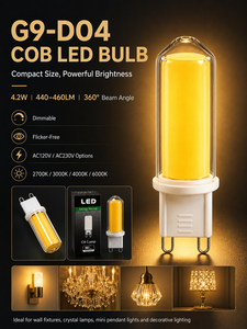 Bombilla LED G9 Sin Parpadeo, 230V 4.2W COB, Cuerpo de Vidrio, Regulable, Iluminación para Hoteles, Reemplaza las Antiguas Bombillas Halógenas de Cristal - Product Image 2