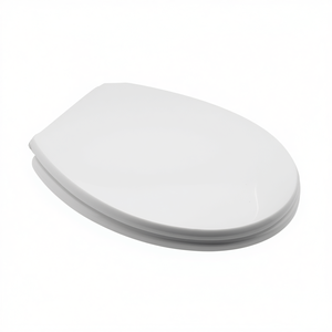 Asiento de inodoro blanco de 50 cm de longitud con bisagras en forma de lazo y forma ovalada para inodoros estándar - Product Image 3