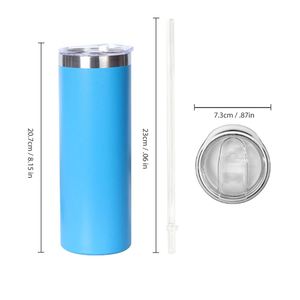Laser Engrave 20oz 600ml DIY Gift Stainless Steel Skinny Straight Travel <b>Coffee</b> Mug Powder Coated Insulated Tumbler with Lid - Product Image 2