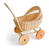 Poussette en osier pour enfants, jouets durables, tissé à la main, poupée en rotin, chariot pour bébé fille, cadeau, vente en gros