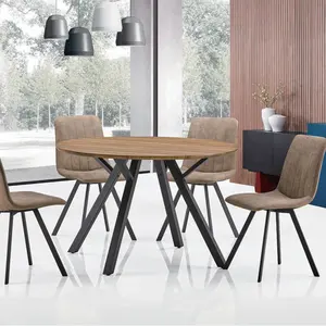 Ensemble de table à manger ronde avec 6 chaises, cadre stable, revêtement en poudre noire, belles tables à manger