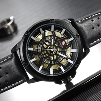 Montre Homme NS Never Stop N915 de Luxe au Design Unique, Affichage Automatique de la Date, Échelles Lumineuses, Bracelet en Cuir, Montre Sport à Quartz Étanche