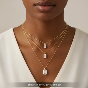 イーストウエスト エメラルドカット ラボグロウンダイヤモンド IGI認定 ネックレス 18Kゴールド ヒドゥンハロー ソリティアペンダント モダンチョーカー - Product Image 5