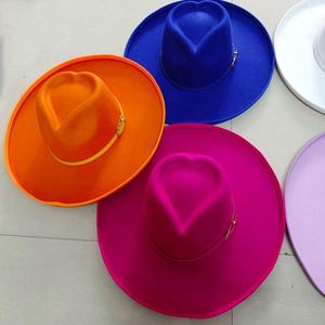 Custom Print Logo High Quality Heart Shape Wide Brim Fedora <b>Hat</b> <b>for</b> Women Fashion Dress Outdoor Party Fedora <b>Hat</b> with Feather - Product Image 3