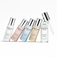 Flacon de sérum en verre de luxe vide 30ml 50ml avec bouton rotatif à pression, logo personnalisé pour emballage cosmétique d'huiles essentielles et de soins de la peau