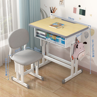 Ensemble Chaise et Bureau Double pour Étudiants, Réglable en Hauteur, Table d'Étude pour Enfants avec Tiroir de Rangement, Mobilier de Classe en Gros