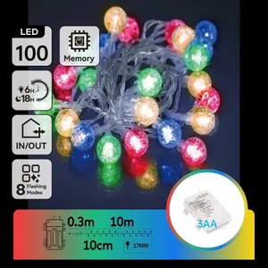 Guirlande lumineuse à bulles, piles 3AA, RVB, 10m, idéale pour décorer les fêtes et créer des ambiances festives. - Product Image 3