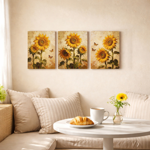 Décoration murale en toile avec motif de tournesol jaune, décorations artistiques, décoration de salle de bain, décoration florale de tournesol - Product Image 2