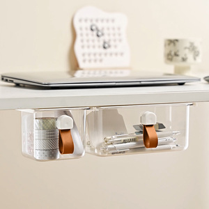 Office Organizer Under Desk <b>Storage</b> <b>Box</b> Self Adhesive Rectangle Transparent <b>Drawer</b> For Office Desktop Miscellaneous <b>Storage</b> - Product Image 3