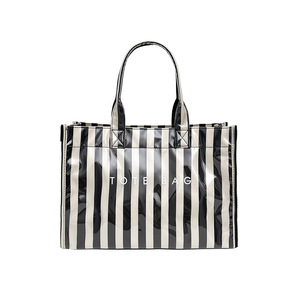 Bolsa de Mano de PVC a Rayas para Mujer con Logotipo Personalizado, Forro de Poliéster, Impermeable, Gran Capacidad, Bolsa de Hombro para Mujer - Product Image 2