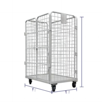 Cage de stockage industrielle, cage à roulettes, conteneur en treillis métallique robuste pliable à 4 roues, OEM 400 kg