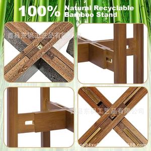 Soporte de madera para plantas en forma de cruz, plegable, de bambú, para interiores, soporte para macetas, estante de exhibición para sala de estar, diseño geométrico - Product Image 3