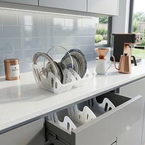 Organisateur de casseroles multifonctionnel, support pour casseroles et couvercles, rangement de cuisine pour économiser de l'espace, support pour couvercles de casseroles - Product Image 5