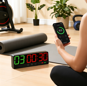 Minuteur de gym magnétique CHEETIE 1,5 pouces LED, charge rapide USB-C, Bluetooth et télécommande, horloge d'entraînement portable pour CrossFit - Product Image 4