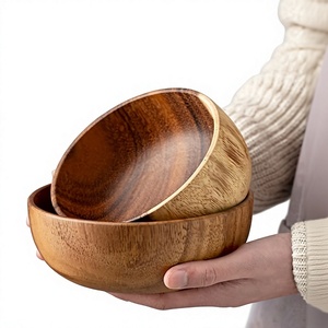 Bol en bois naturel artisanal moderne, écologique, design classique, pour la maison, le restaurant, l'hôtel, les mariages, les fêtes, la cuisine, vaisselle de service - Product Image 3