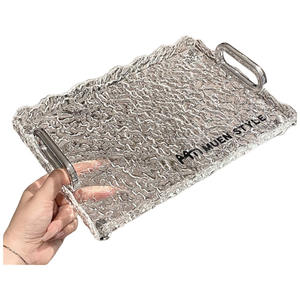 Plateau de service de nourriture en acrylique transparent ondulé personnalisé de conception classique plateau d'affichage rectangulaire transparent - Product Image 1